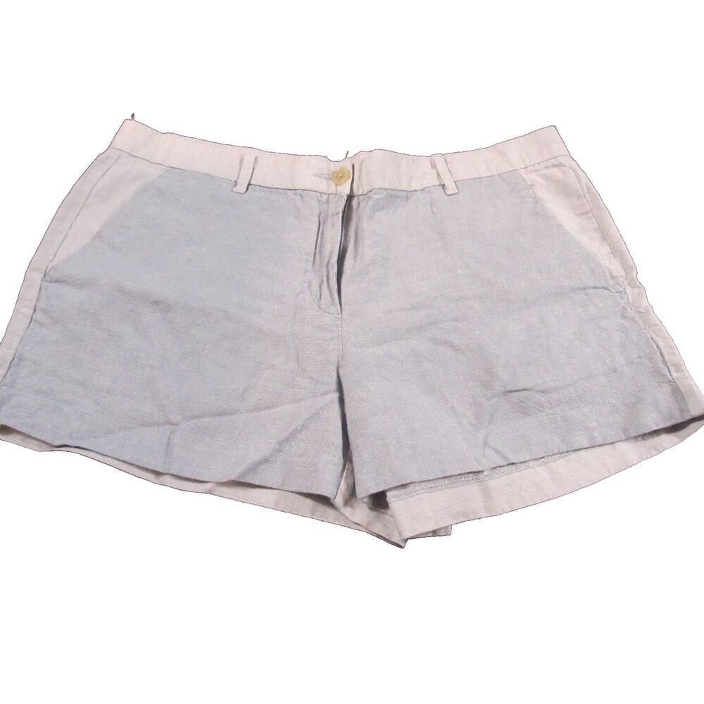 Gap Women’s Linen Blend Shorts Size 12 Blue Color Block Lightweight Preowned